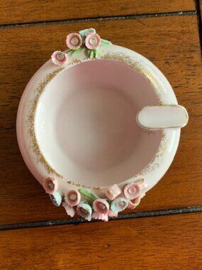 Vintage Porcelain Floral Encrusted Ashtray